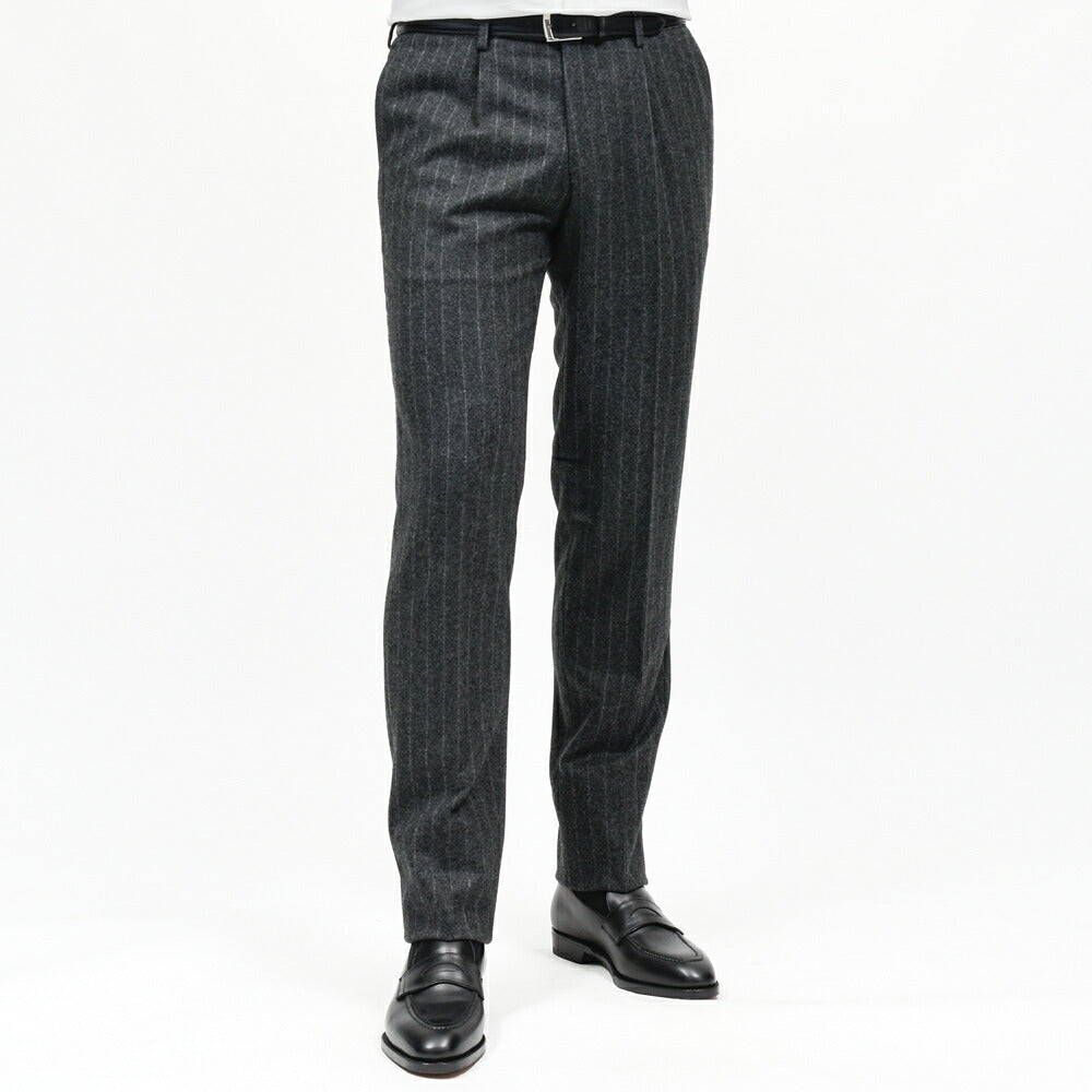 guji(グジ)ウールフランネルチョークストライプ3B1プリーツスーツ MADE BY RING JACKET / FOX BROTHERS - CBT5 17162208028