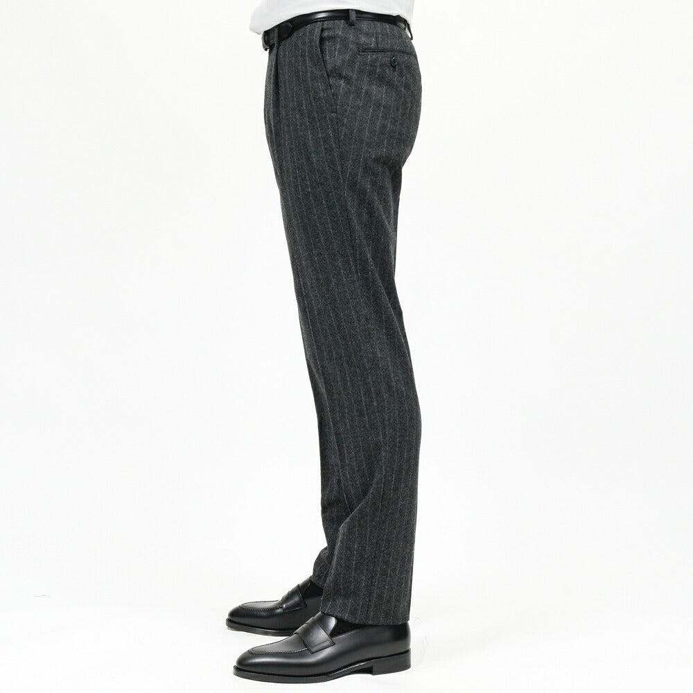 guji(グジ)ウールフランネルチョークストライプ3B1プリーツスーツ MADE BY RING JACKET / FOX BROTHERS - CBT5 17162208028