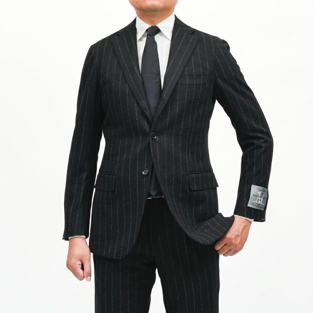 guji(グジ)ウールフランネルチョークストライプ3B1プリーツスーツ MADE BY RING JACKET / FOX BROTHERS - CBT5 17162208028
