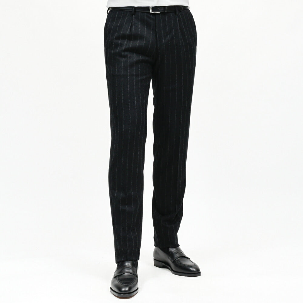 guji(グジ)ウールフランネルチョークストライプ3B1プリーツスーツ MADE BY RING JACKET / FOX BROTHERS - CBT5 17162208028