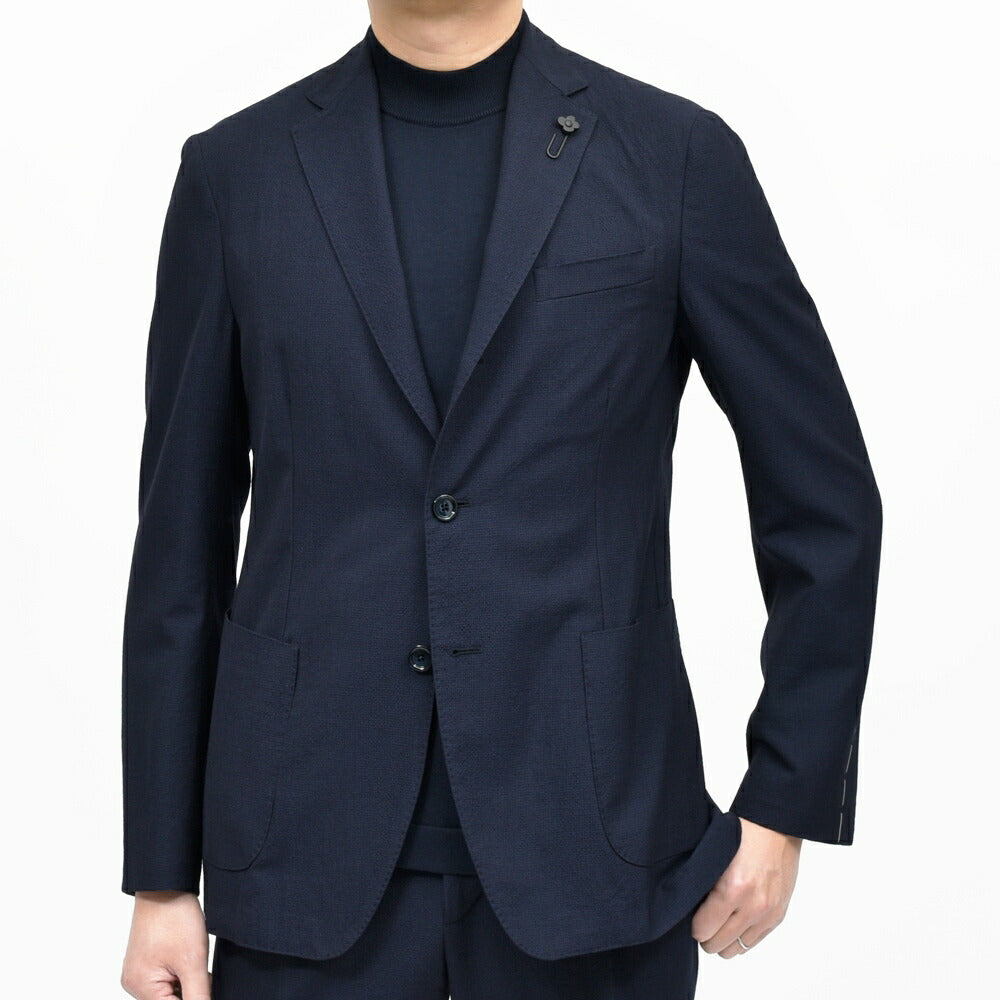 LARDINI(ラルディーニ) EASY WEARイージーウェア テックウールシアサッカーハウンドトゥース3B1Pスーツ 6116-8091AQ6706 17165001109