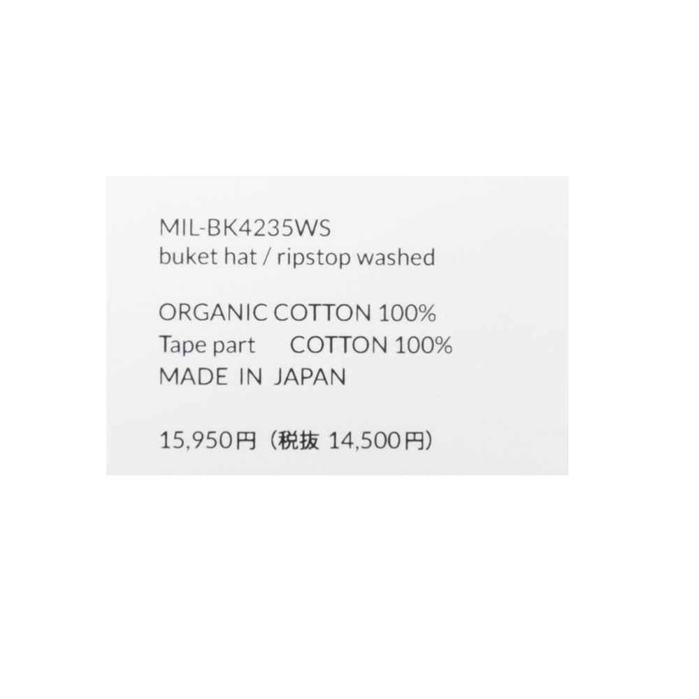 MATURE HA._MIL(マチュアーハ ミル) buket hat コットンリップストップバケットハット MIL-BK4235WS 18561400221