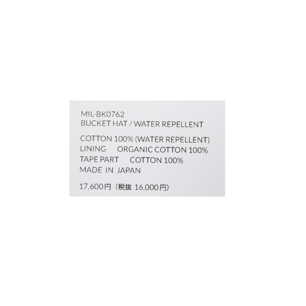 MATURE HA._MIL(マチュアーハ ミル)bucket hat water repellent コットンバケットハット MIL-BK0762 18562400221
