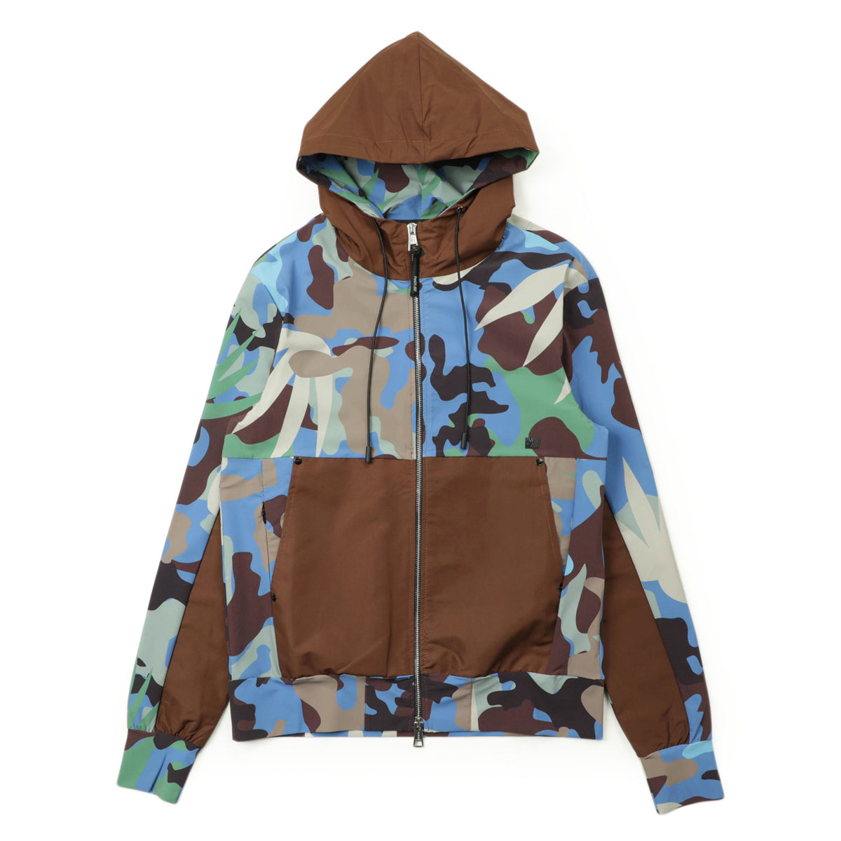 ピーエムディーエス/ カモフラ柄 ナイロン フーデッド ジップアップ ストレッチ ジャージーパーカー / INVISI FL GEO /525AW V01/ブルーカモ