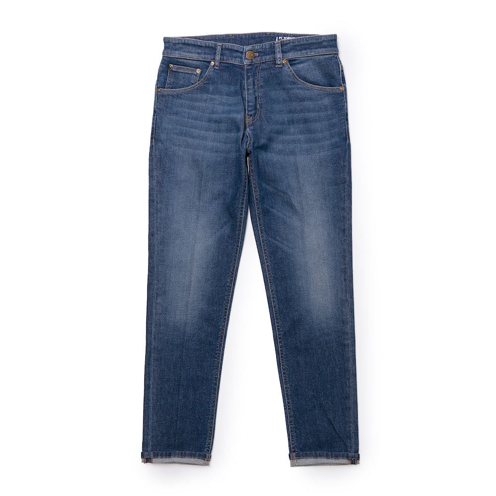 ピーティートリノデニム / BR別注 ゴールドパーツ&ホワイトパッチ ストレッチ ブルーデニム パンツ(REGGAE)/TAPPERD FIT/TX31 MB69