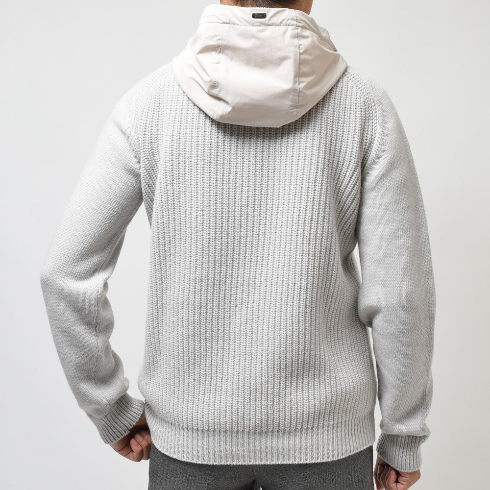 HERNO(ヘルノ) RESORTリゾート ローゲージウールハーフジッププルオーバーニットフーディー ML00003UR/70145+12387S