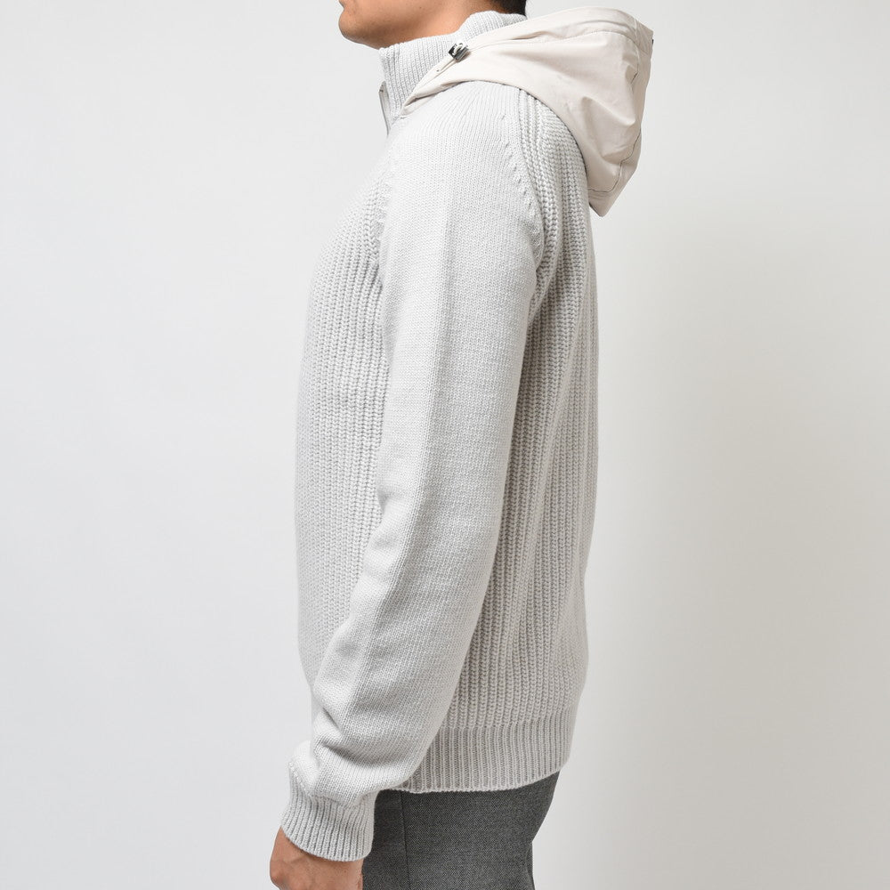 HERNO(ヘルノ) RESORTリゾート ローゲージウールハーフジッププルオーバーニットフーディー ML00003UR/70145+12387S