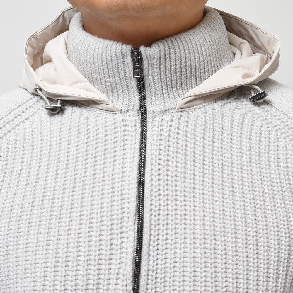 HERNO(ヘルノ) RESORTリゾート ローゲージウールハーフジッププルオーバーニットフーディー ML00003UR/70145+12387S