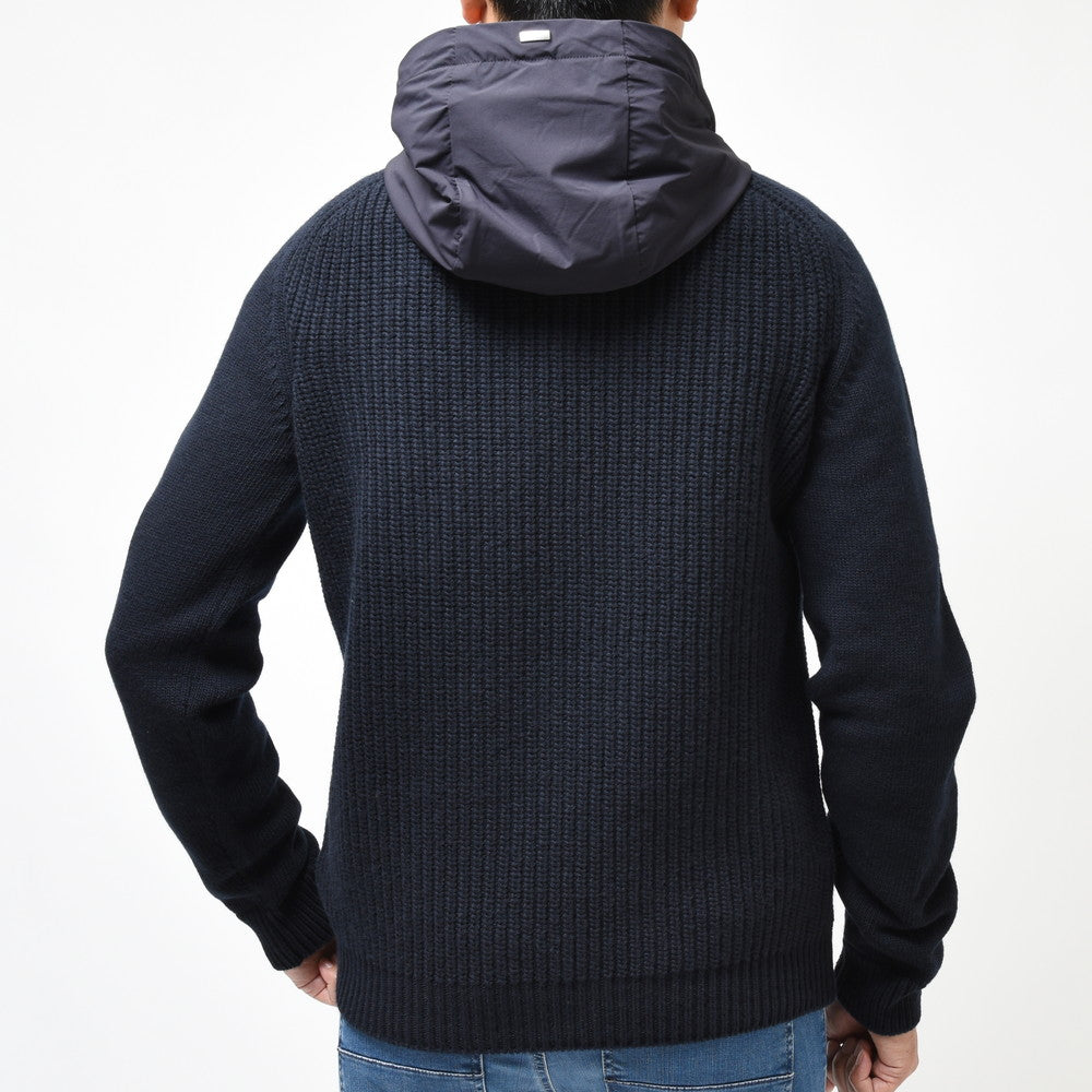 HERNO(ヘルノ) RESORTリゾート ローゲージウールハーフジッププルオーバーニットフーディー ML00003UR/70145+12387S