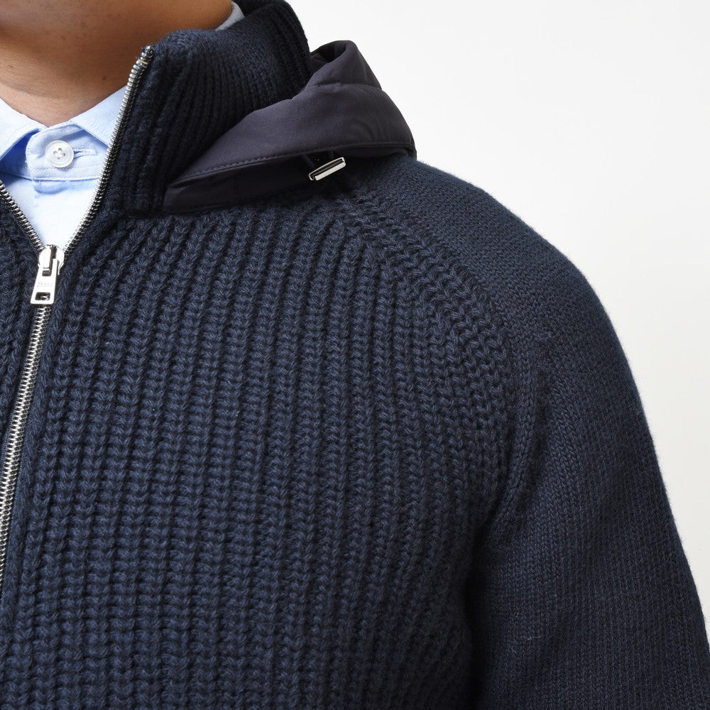 HERNO(ヘルノ) RESORTリゾート ローゲージウールハーフジッププルオーバーニットフーディー ML00003UR/70145+12387S