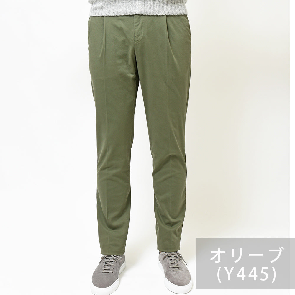 PT TORINO ピーティー トリノ 4シーズン コットン ストレッチ ツイル ガーメントダイ 1プリーツ パンツ GENTLEMAN FIT