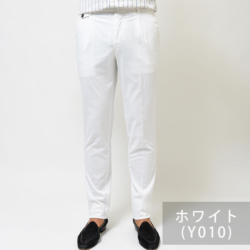 PT TORINO ピーティー トリノ 4シーズン コットン ストレッチ ツイル ガーメントダイ 1プリーツ パンツ GENTLEMAN FIT