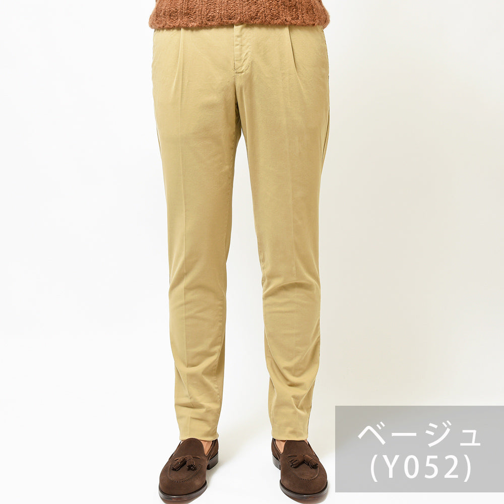 PT TORINO ピーティー トリノ 4シーズン コットン ストレッチ ツイル ガーメントダイ 1プリーツ パンツ GENTLEMAN FIT
