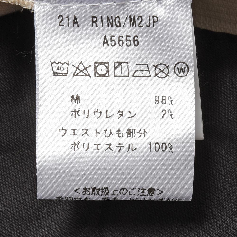 giab's ARCHIVIO ジャブスアルキヴィオ ring別注MASACCIO マサッチョ ファインコーデュロイ ストレッチ 1プリーツ パンツ A5656