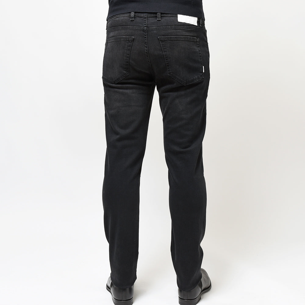 PT TORINO DENIM ピーティートリノデニム コットンレーヨンポリエステル ストレッチ ウォッシュド ブラックデニムパンツ SWING/SUPERSLIM FIT