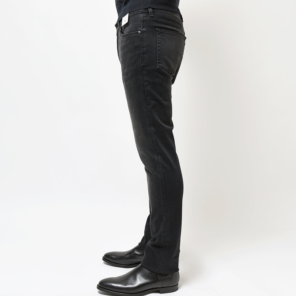 PT TORINO DENIM ピーティートリノデニム コットンレーヨンポリエステル ストレッチ ウォッシュド ブラックデニムパンツ SWING/SUPERSLIM FIT