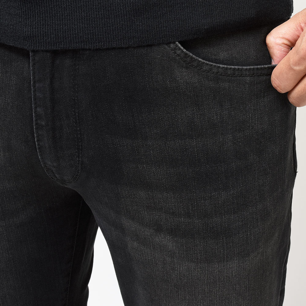 PT TORINO DENIM ピーティートリノデニム コットンレーヨンポリエステル ストレッチ ウォッシュド ブラックデニムパンツ SWING/SUPERSLIM FIT