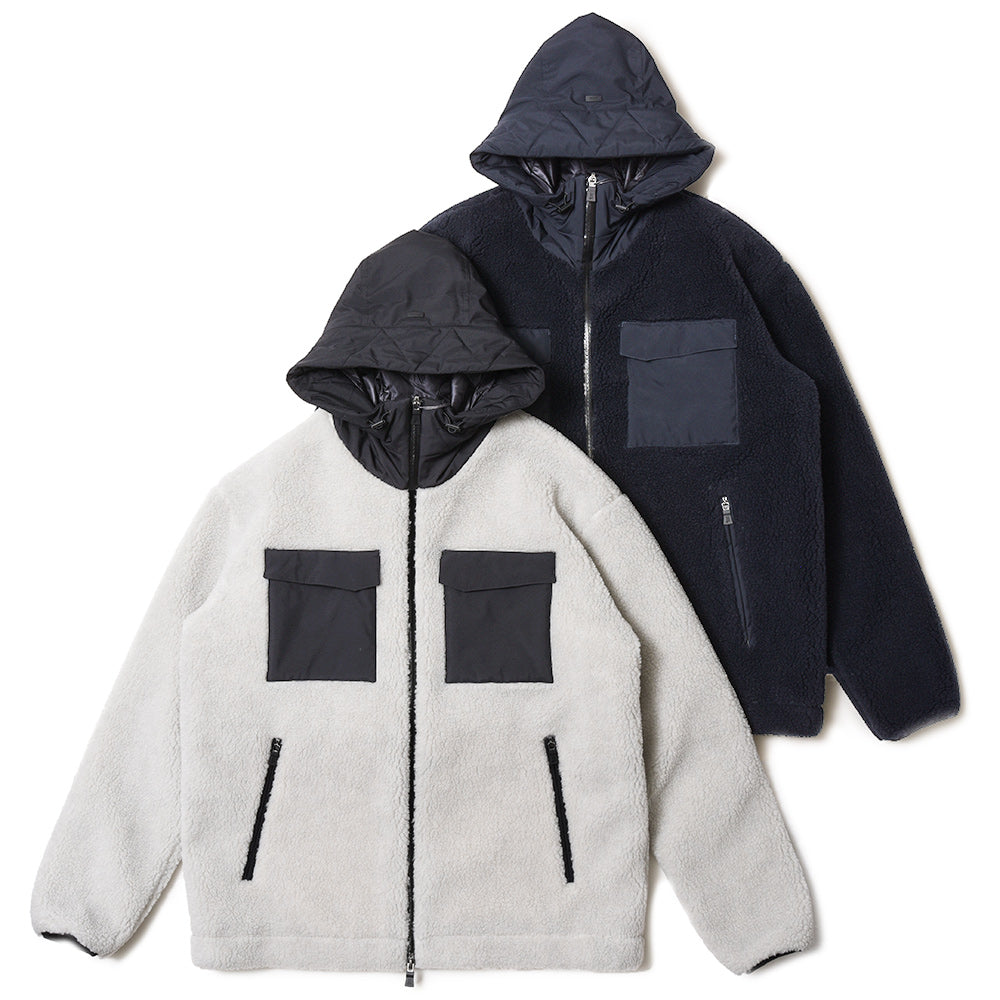 HERNO(ヘルノ) Laminarラミナー ポリエステルボアジップフーディーブルゾン GI00118UL-12804