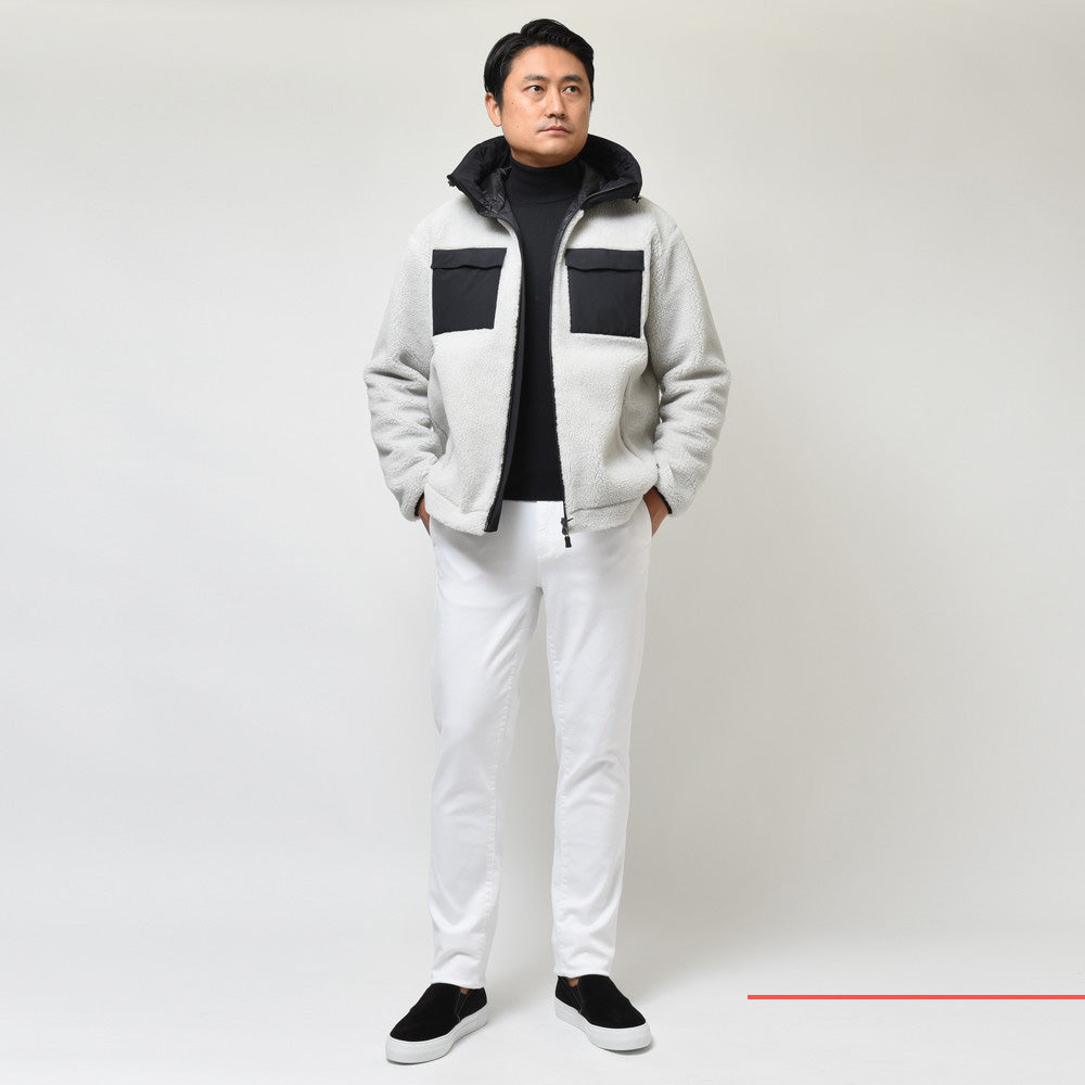 HERNO(ヘルノ) Laminarラミナー ポリエステルボアジップフーディーブルゾン GI00118UL-12804