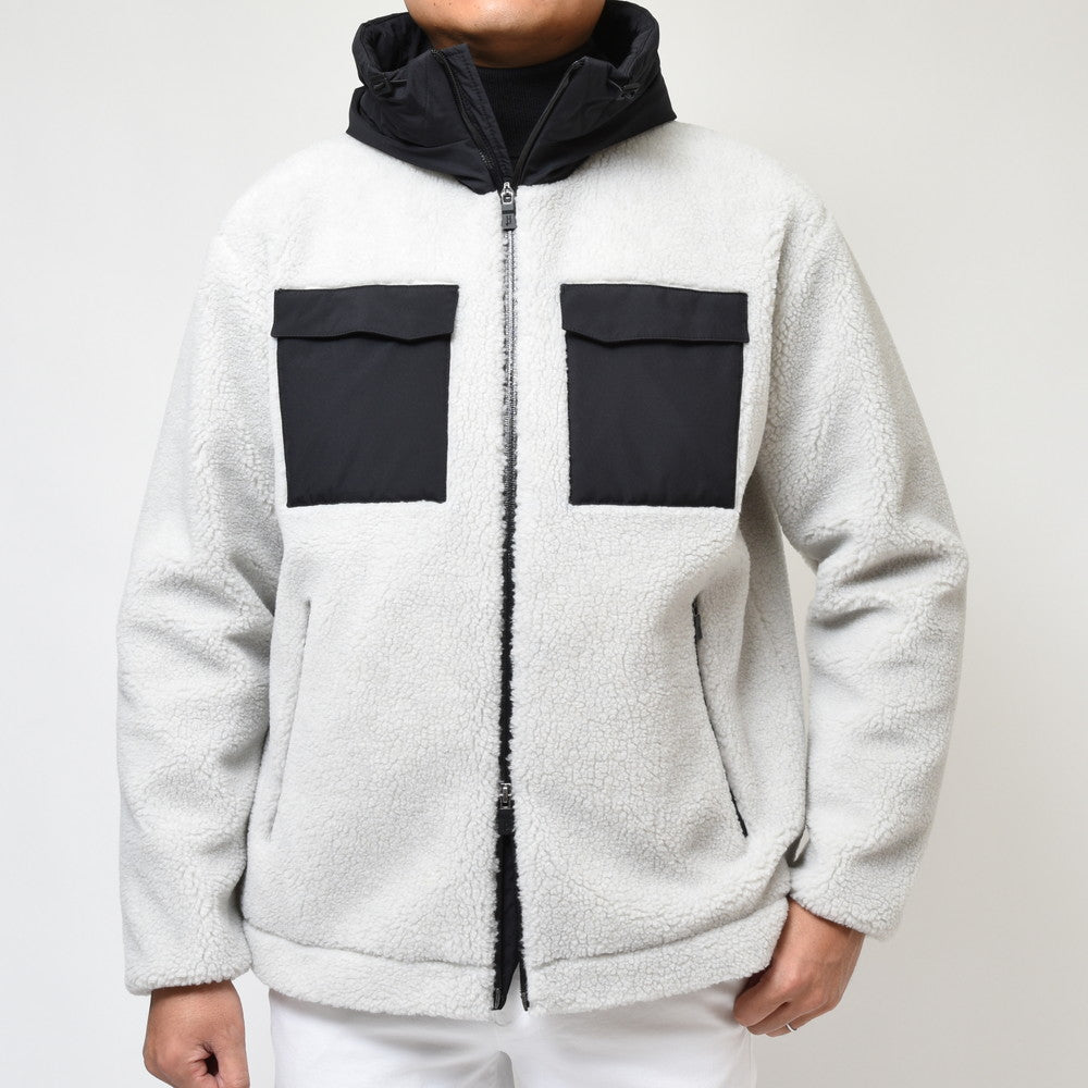 HERNO(ヘルノ) Laminarラミナー ポリエステルボアジップフーディーブルゾン GI00118UL-12804