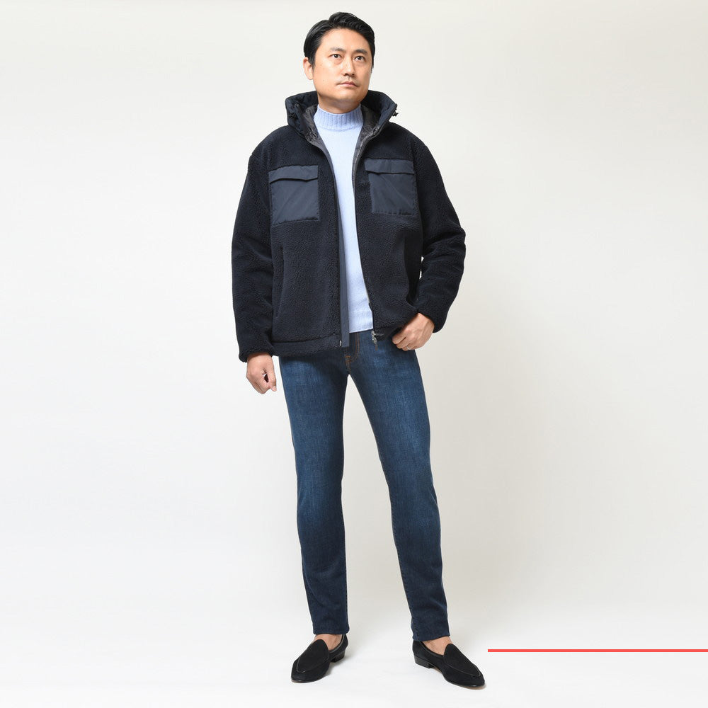 HERNO(ヘルノ) Laminarラミナー ポリエステルボアジップフーディーブルゾン GI00118UL-12804