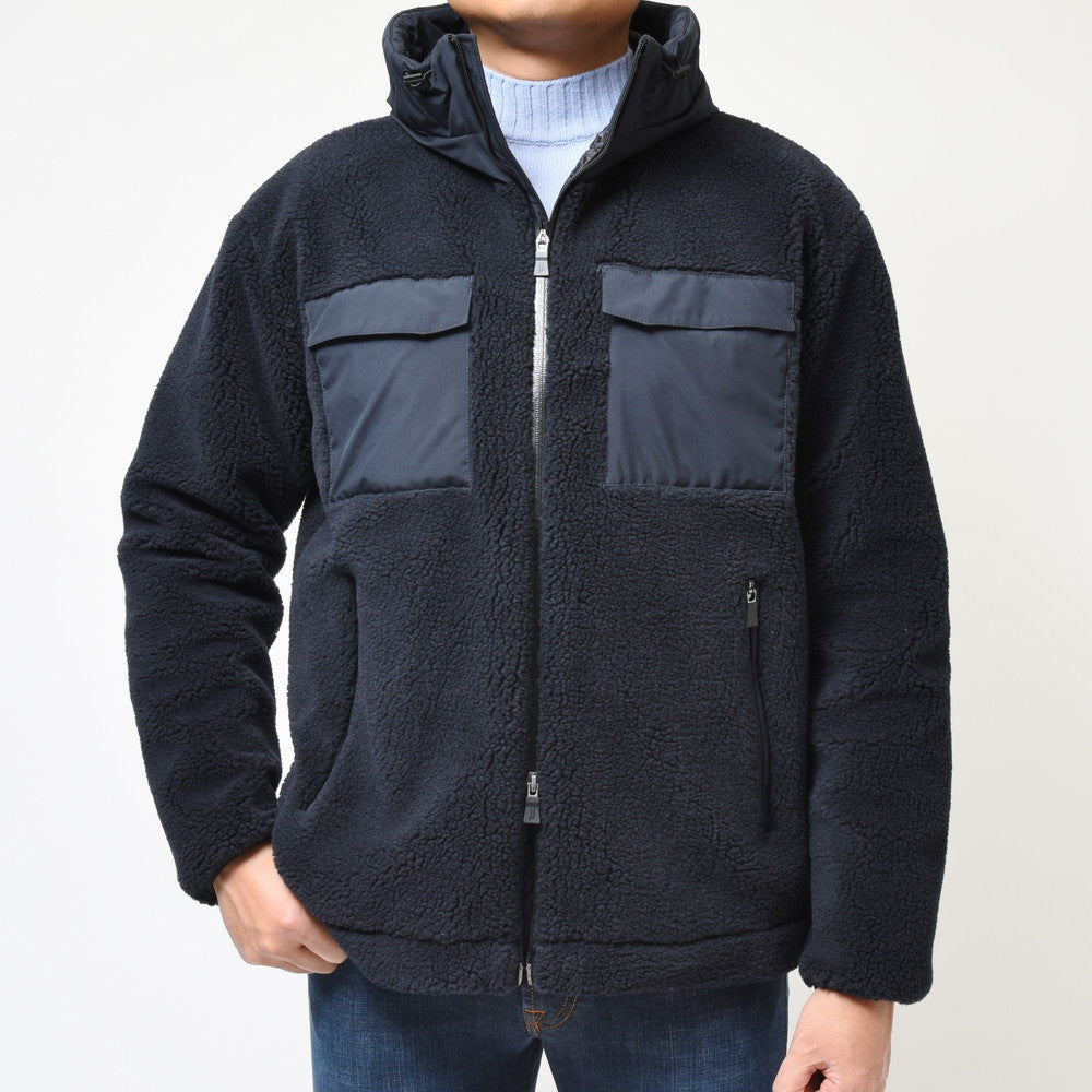 HERNO(ヘルノ) Laminarラミナー ポリエステルボアジップフーディーブルゾン GI00118UL-12804