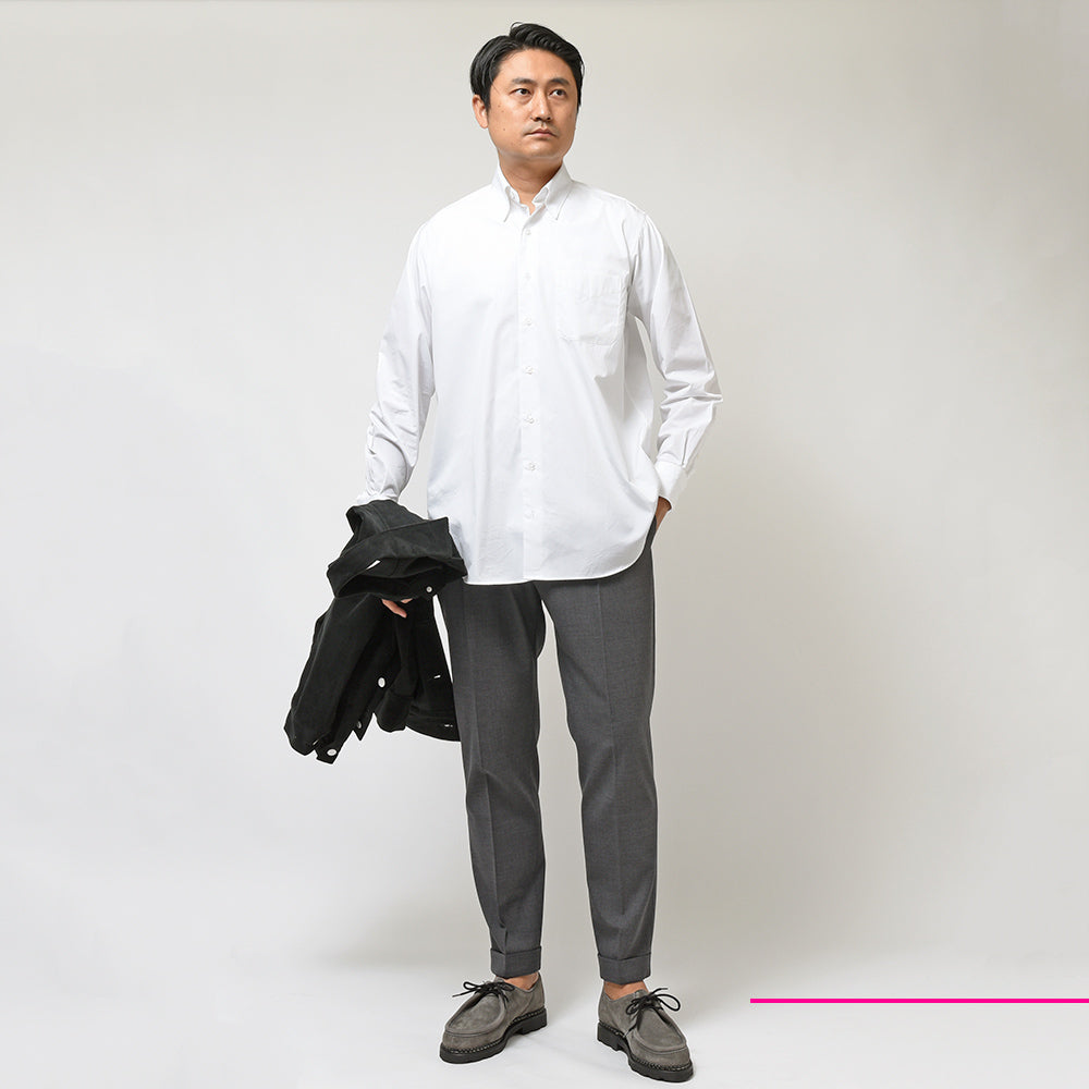 APPLETREES アップルツリーズ OPEN TRAVELER SHIRTS コットン ポプリン ヒドゥンボタンダウンカラー シャツ