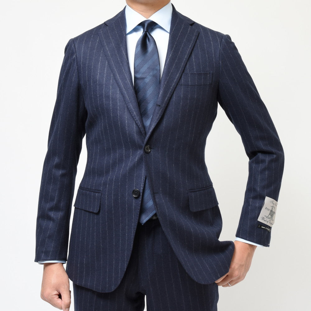 guji(グジ) ウールフランネルチョークストライプ3B1プリーツスーツ(MADE BY RING JACKET / FOX Brothersファブリック使用)