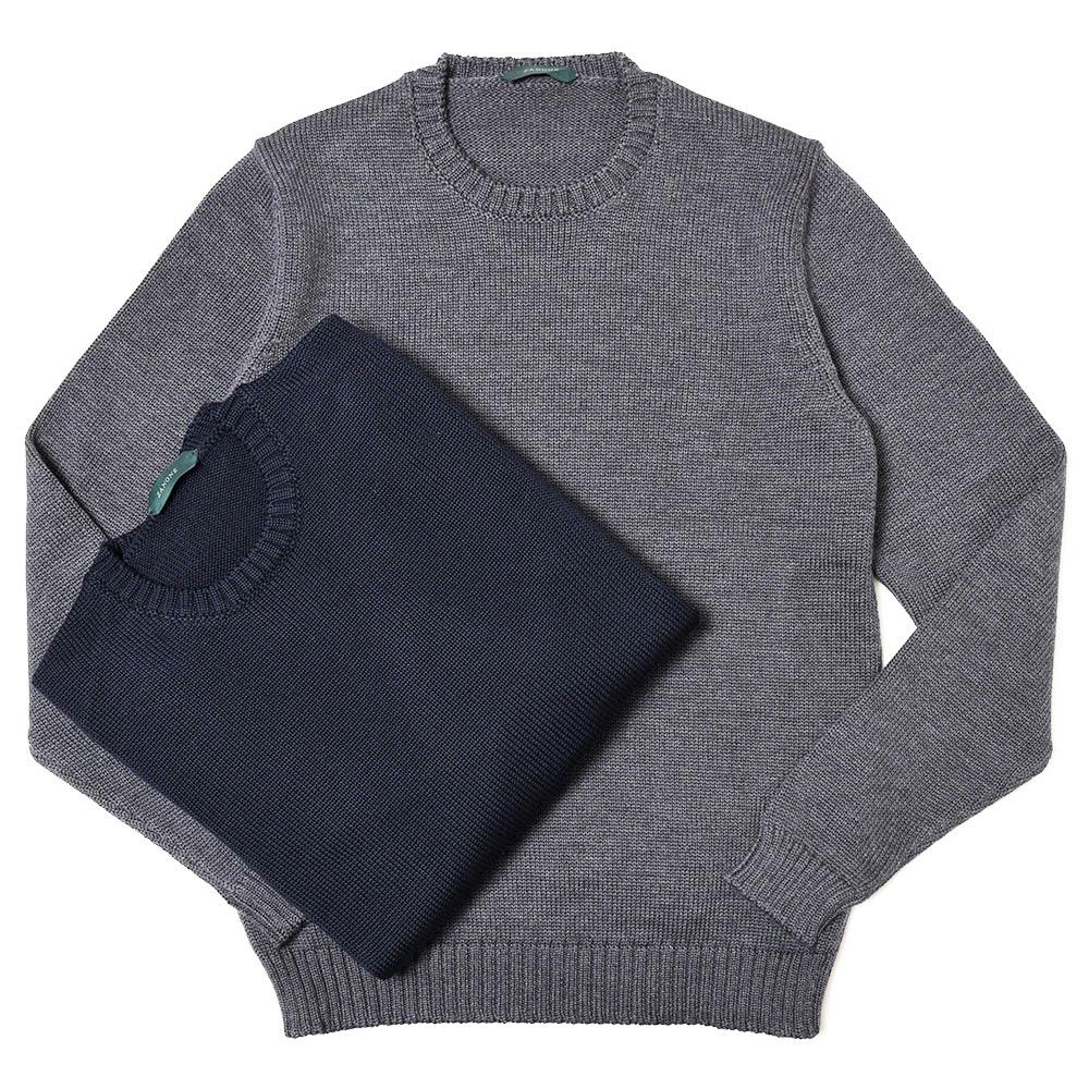 ZANONE(ザノーネ) 5ゲージウールソリッドクルーネックニット GIRO/SLIM FIT/812527/ZR229