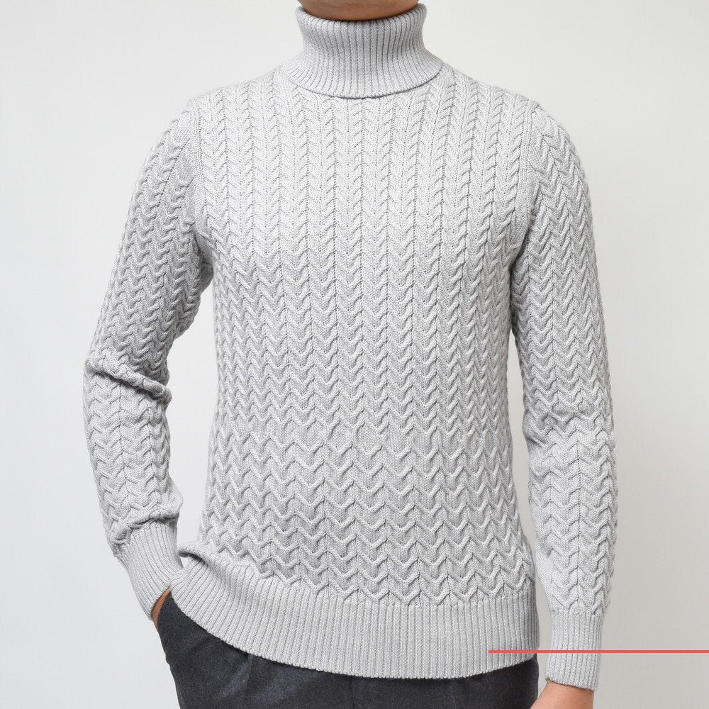 ZANONE(ザノーネ) 7ゲージウールヘリンボーンケーブルタートルネックニット DV/SLIM FIT/812883/ZM298