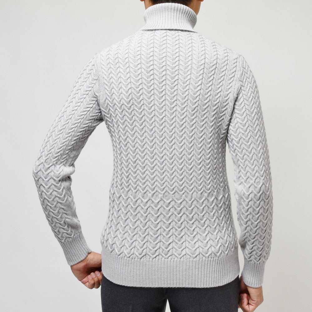 ZANONE(ザノーネ) 7ゲージウールヘリンボーンケーブルタートルネックニット DV/SLIM FIT/812883/ZM298