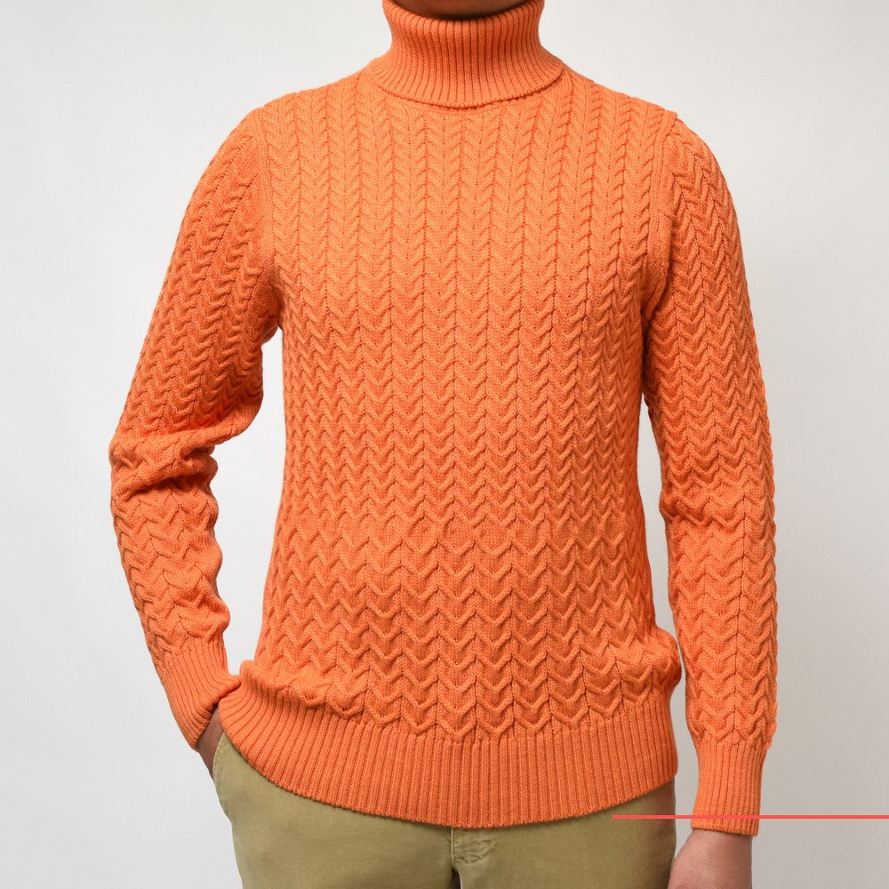 ZANONE(ザノーネ) 7ゲージウールヘリンボーンケーブルタートルネックニット DV/SLIM FIT/812883/ZM298