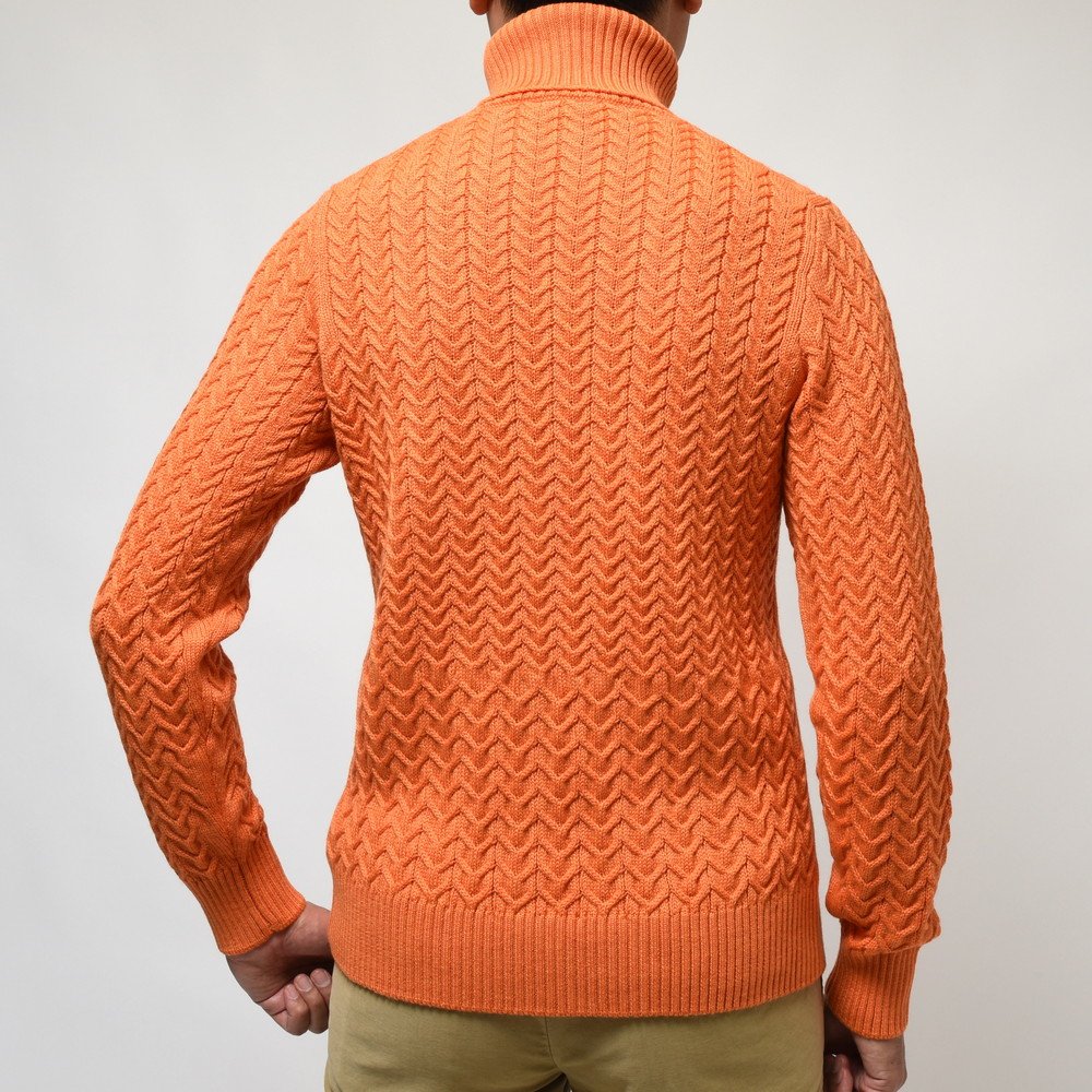 ZANONE(ザノーネ) 7ゲージウールヘリンボーンケーブルタートルネックニット DV/SLIM FIT/812883/ZM298