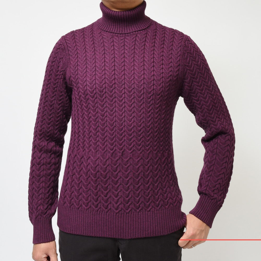 ZANONE(ザノーネ) 7ゲージウールヘリンボーンケーブルタートルネックニット DV/SLIM FIT/812883/ZM298