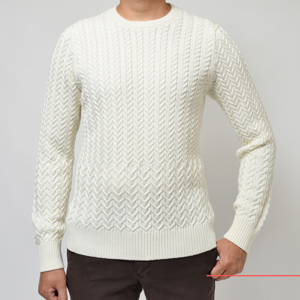 ZANONE(ザノーネ) 7ゲージウールヘリンボーンケーブルクルーネックニット GIRO/SLIM FIT/812882/ZM298