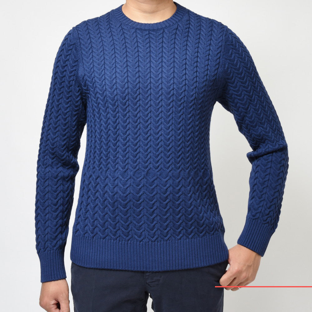 ZANONE(ザノーネ) 7ゲージウールヘリンボーンケーブルクルーネックニット GIRO/SLIM FIT/812882/ZM298