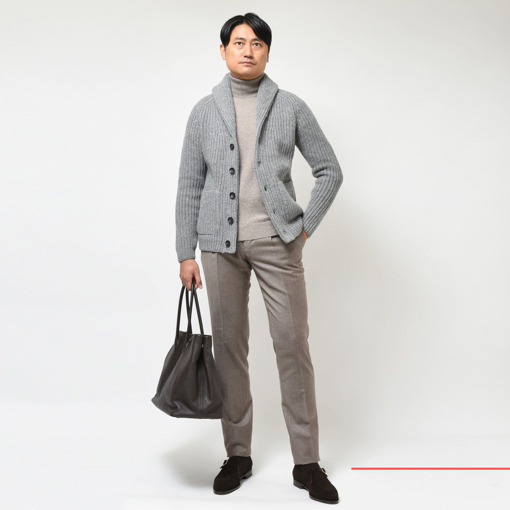 ZANONE(ザノーネ) 5ゲージウールフィッシャーマンリブショールカラーニットカーディガン CARD SCIAL/SLIM FIT/813107/ZN206
