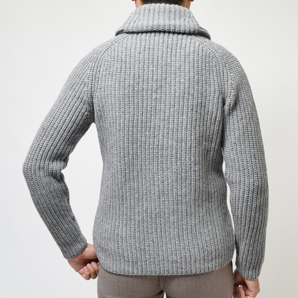 ZANONE(ザノーネ) 5ゲージウールフィッシャーマンリブショールカラーニットカーディガン CARD SCIAL/SLIM FIT/813107/ZN206