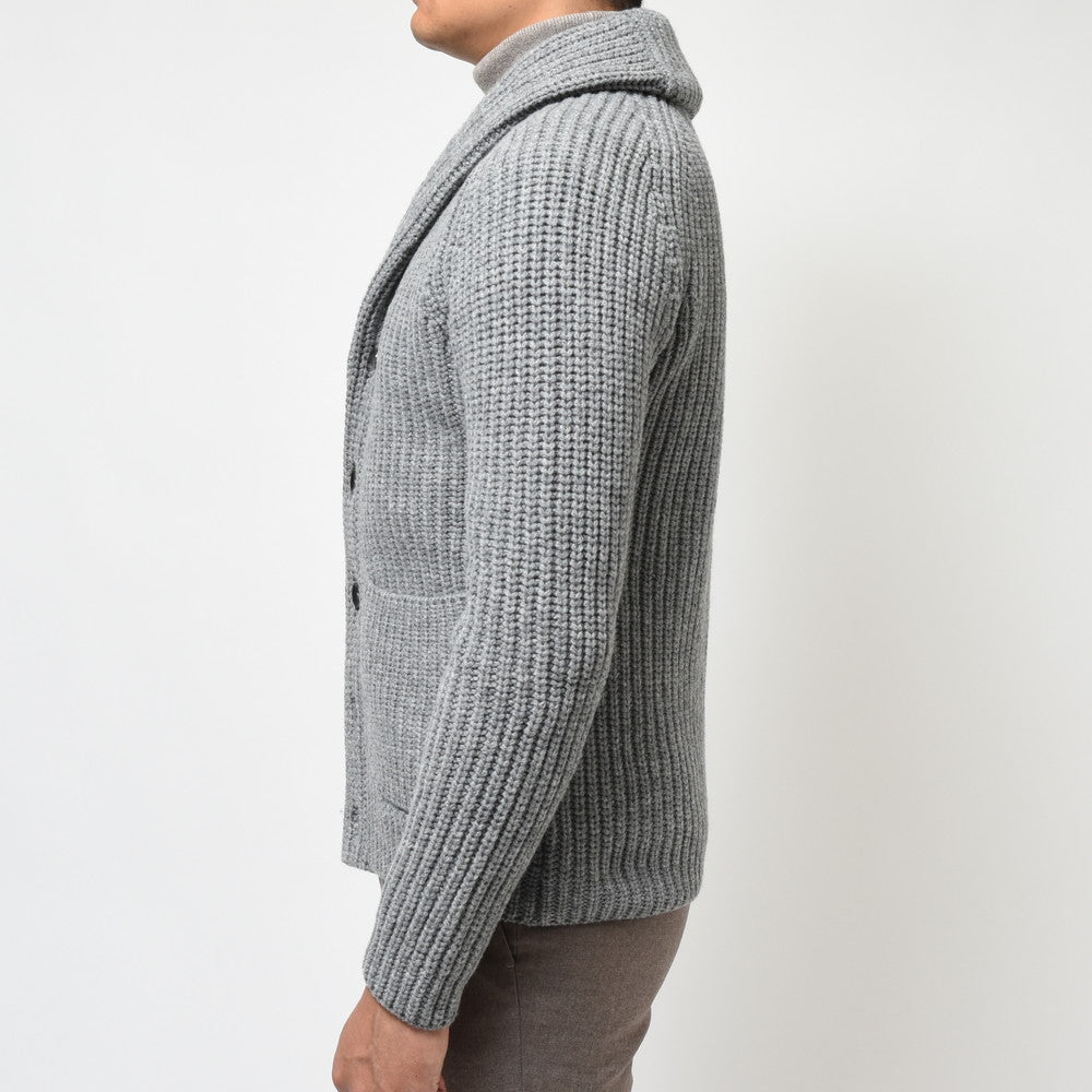 ZANONE(ザノーネ) 5ゲージウールフィッシャーマンリブショールカラーニットカーディガン CARD SCIAL/SLIM FIT/813107/ZN206