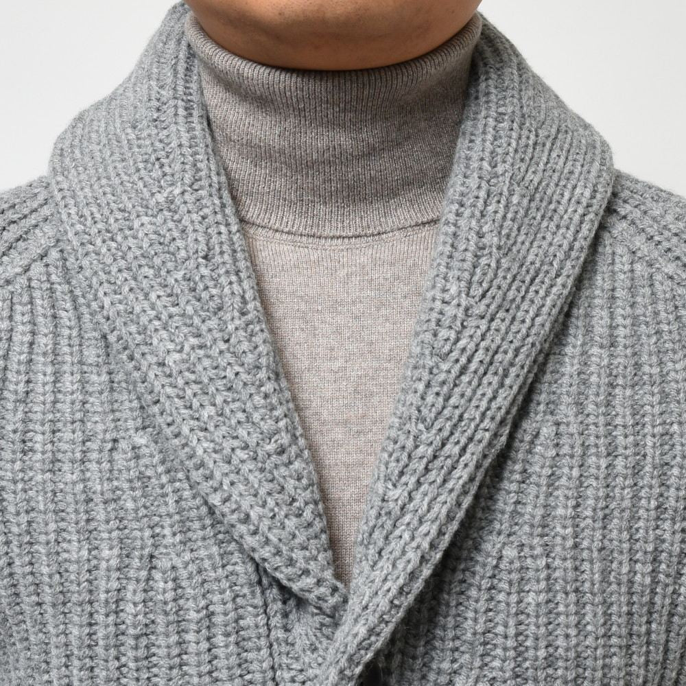 ZANONE(ザノーネ) 5ゲージウールフィッシャーマンリブショールカラーニットカーディガン CARD SCIAL/SLIM FIT/813107/ZN206