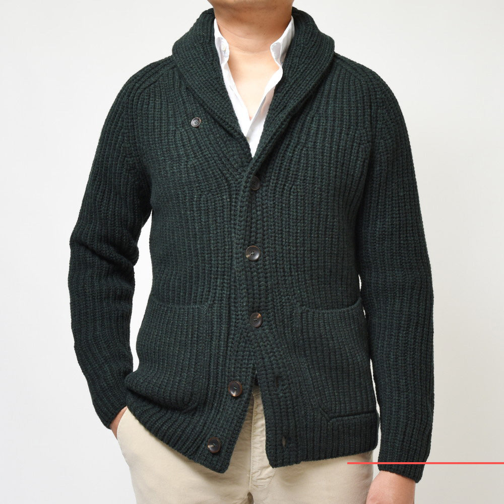 ZANONE(ザノーネ) 5ゲージウールフィッシャーマンリブショールカラーニットカーディガン CARD SCIAL/SLIM FIT/813107/ZN206
