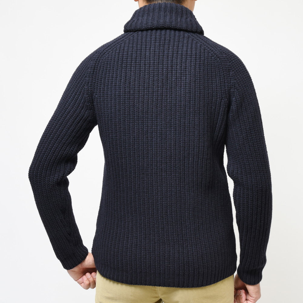 ZANONE(ザノーネ) 5ゲージウールフィッシャーマンリブショールカラーニットカーディガン CARD SCIAL/SLIM FIT/813107/ZN206