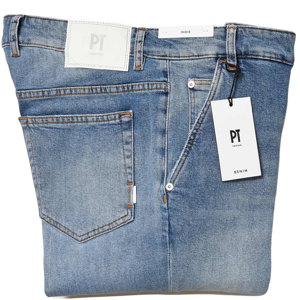PT TORINO DENIM ピーティートリノデニム コットン ストレッチ ウォッシュド デニムスラックス INDIE/TAPERED FIT