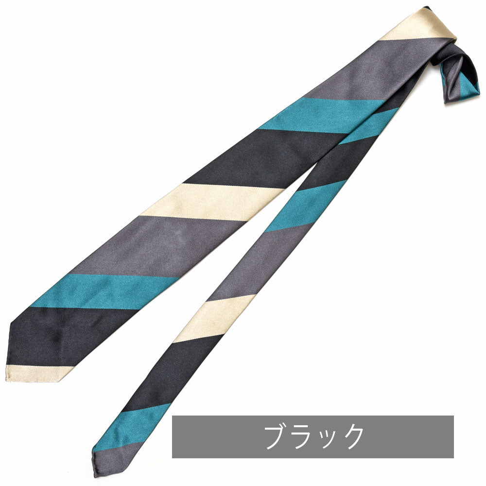 Stefano Cau(ステファノ カウ) シルクサテンブロックストライプスフォデラートタイ MF2213