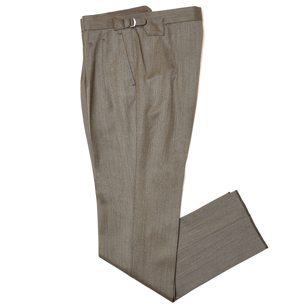 garoh(ガロウ) pants02 ウールカバートクロス2プリーツサイドアジャスターテーパードパンツ