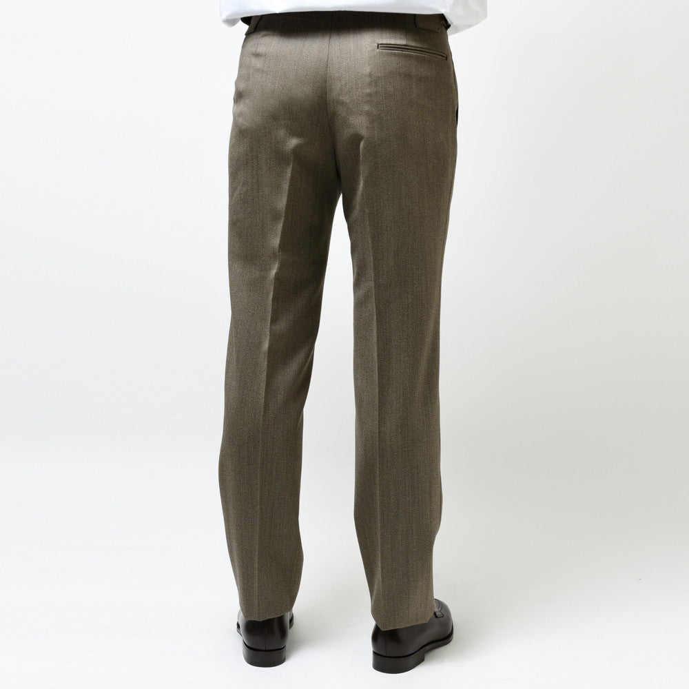 garoh(ガロウ) pants02 ウールカバートクロス2プリーツサイドアジャスターテーパードパンツ