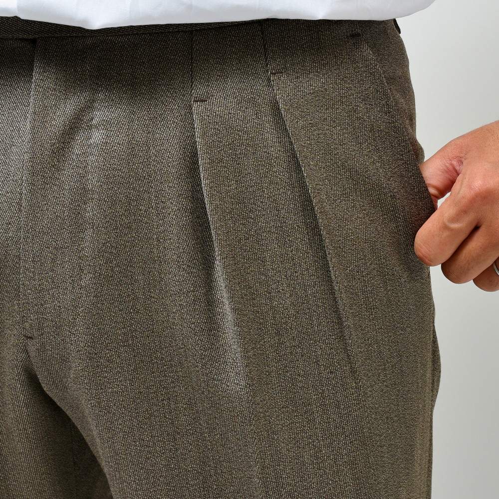 garoh(ガロウ) pants02 ウールカバートクロス2プリーツサイドアジャスターテーパードパンツ