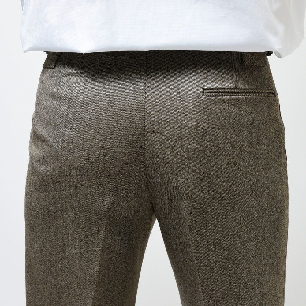garoh(ガロウ) pants02 ウールカバートクロス2プリーツサイドアジャスターテーパードパンツ
