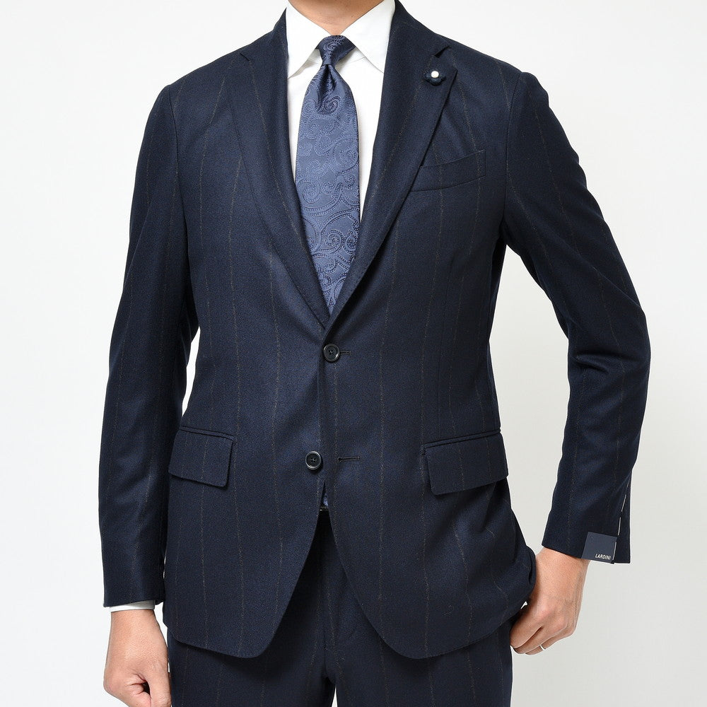 LARDINI(ラルディーニ) ADVANCEアドヴァンス ウールカシミアサキソニーチョークストライプ3B1プリーツスーツ 86107AQ435