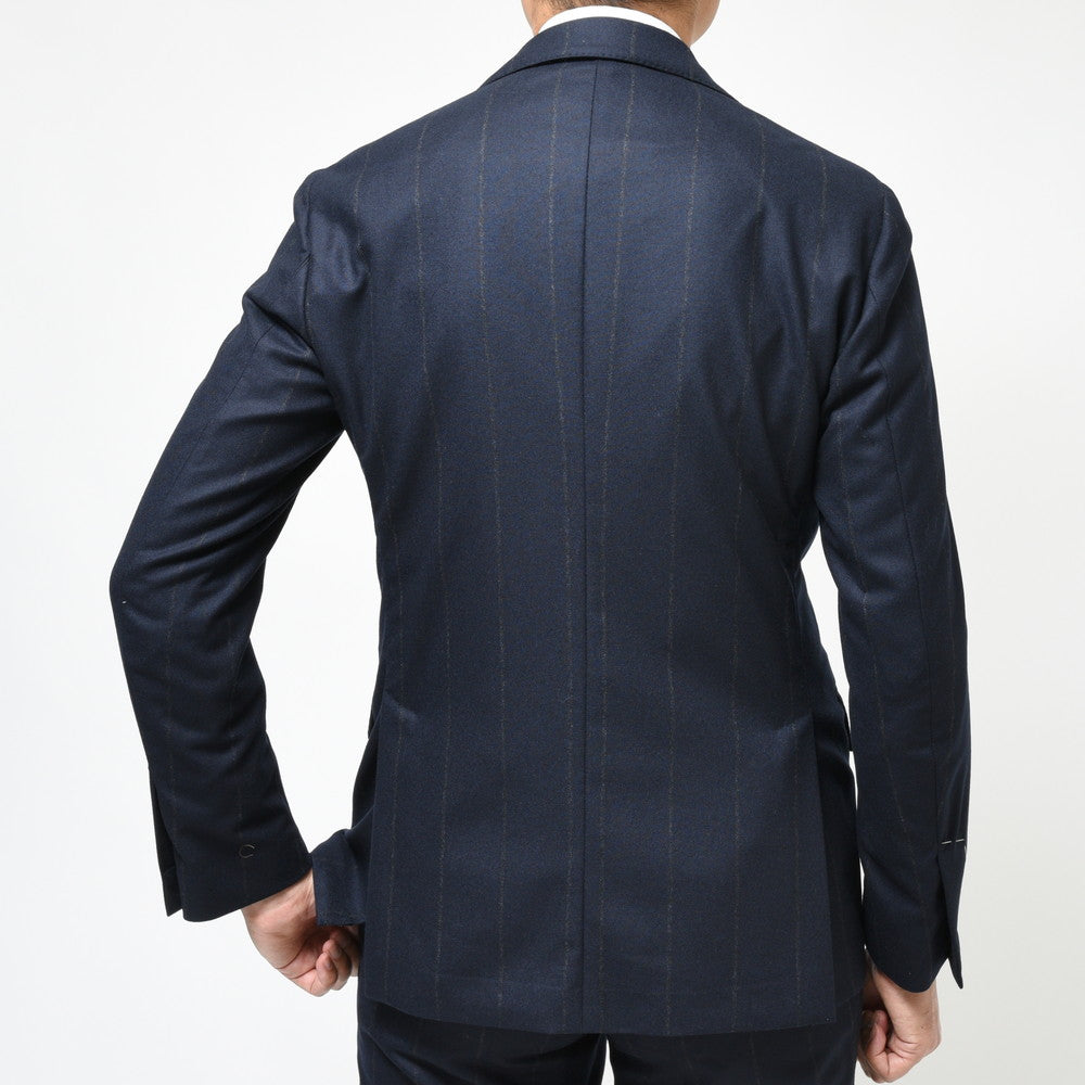 LARDINI(ラルディーニ) ADVANCEアドヴァンス ウールカシミアサキソニーチョークストライプ3B1プリーツスーツ 86107AQ435